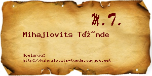 Mihajlovits Tünde névjegykártya